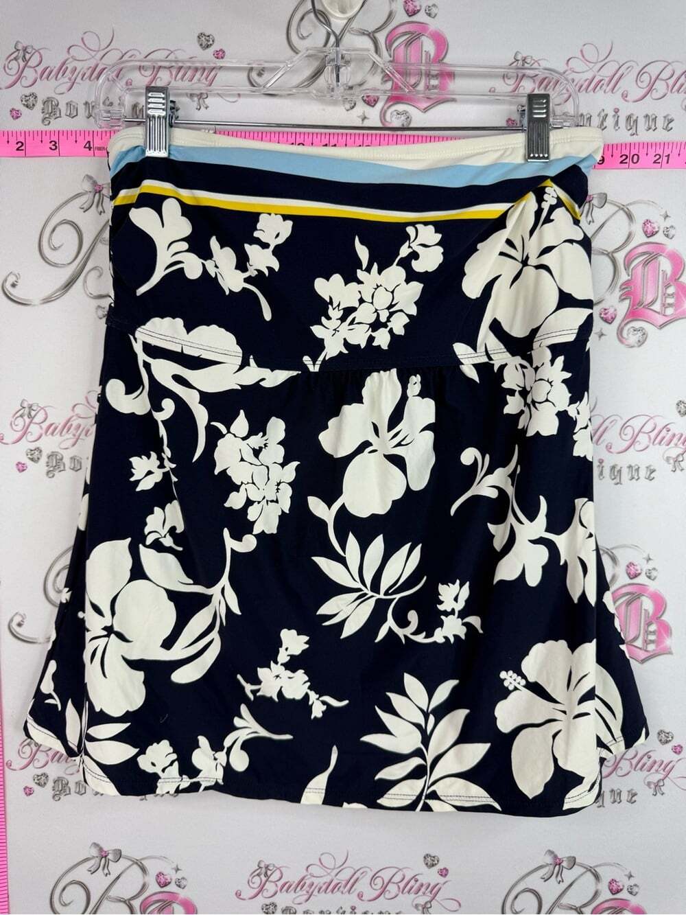 Tankini top swim beach shirt Women’s Navy & Cream Floral Tank Top strapless